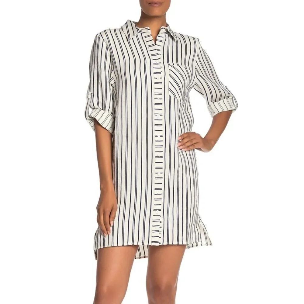 Milly 3/4 Sleeve Linen Shirt Dress sz P/S